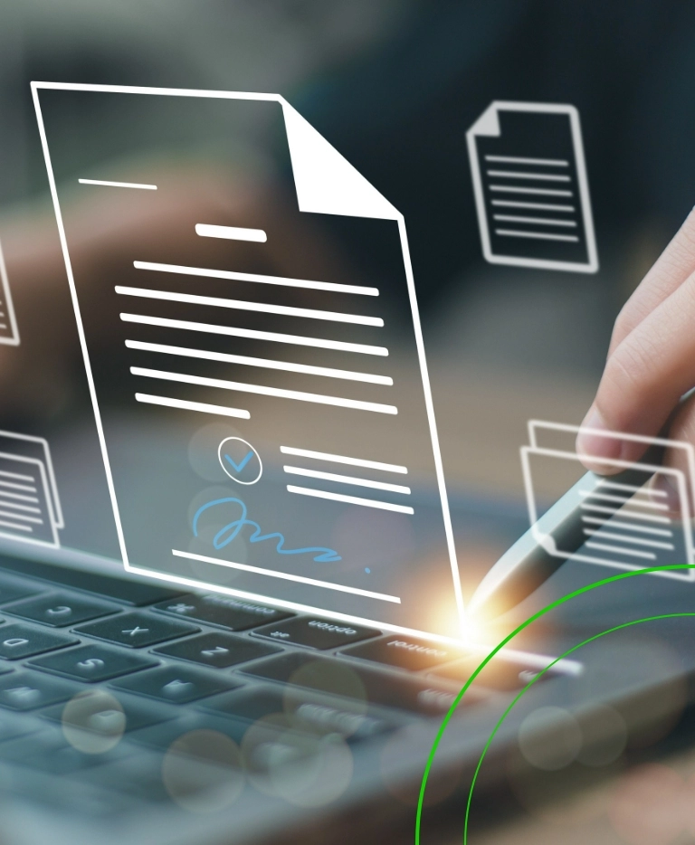 Zakładanie firmy ikona dokumentu nad&nbsp;laptopem